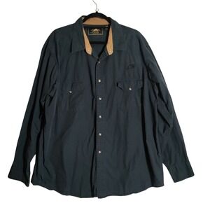 Parelli Collection Mens Navy Blue Peel Snap  Long Sleeve Shirt  Casual XXXL